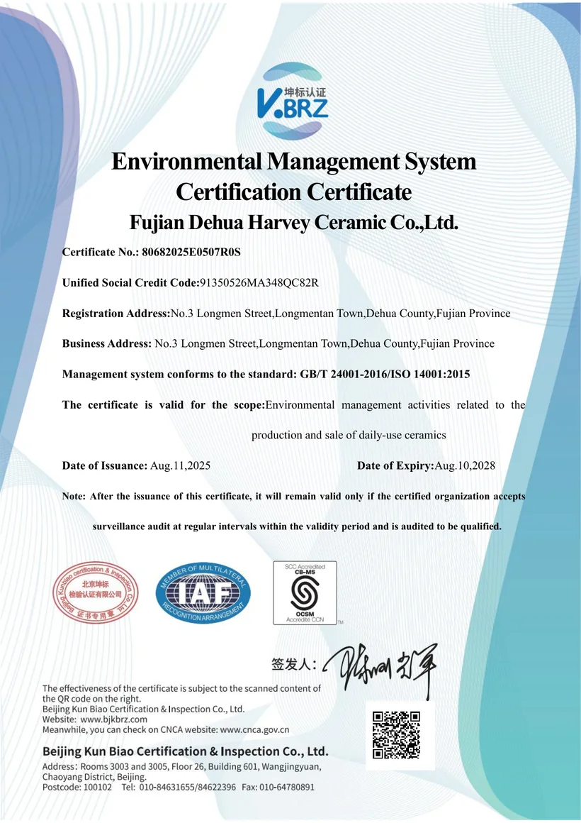 ISO 14001 environmental management certificate preview